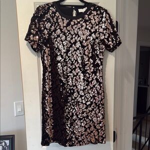 Ro & De Black and Gold Sheath Mini Dress